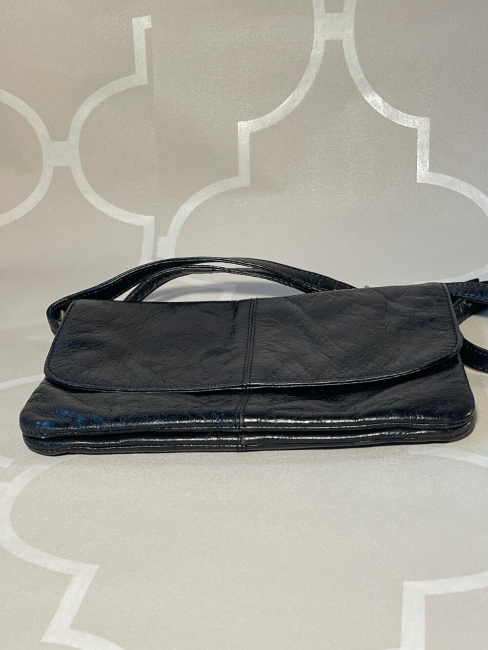 Latico Black Patent Leather Crossbody Bag | Multi-Pocket Organizer Purse - Picture 4 of 11